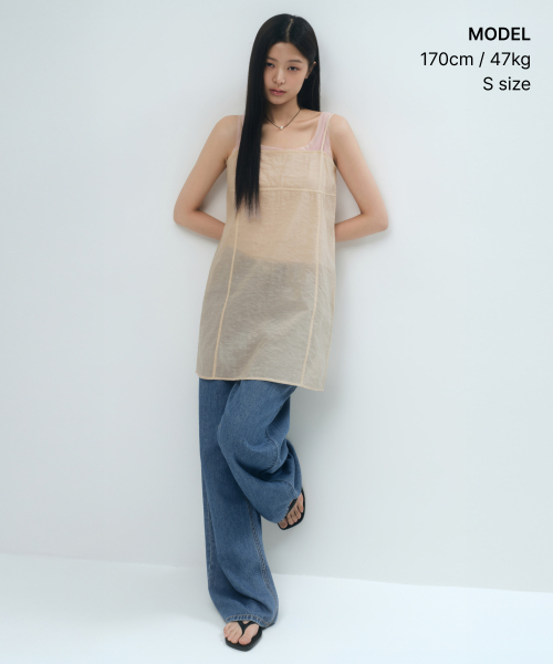 MUSINSA STANDARD WOMAN（ムシンサスタンダードウーマン）の「ウィメンズシアーミニドレス[ピーチ]（ワンピース・レディース・その他・X-SMALL/SMALL/MEDIUM/LARGE）」の2枚目の写真