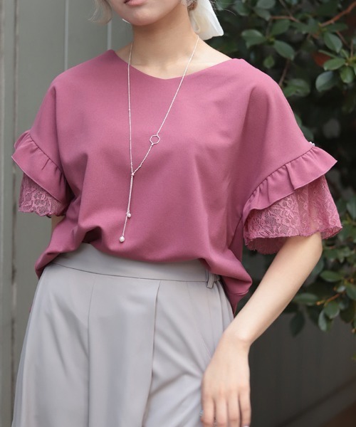 axes femme(アクシーズファム)の「NC付カットジョーゼットPO(Tシャツ/カットソー・レディース・ホワイト/ピンク/オレンジ/ブルー・FREE)」の3枚目の写真