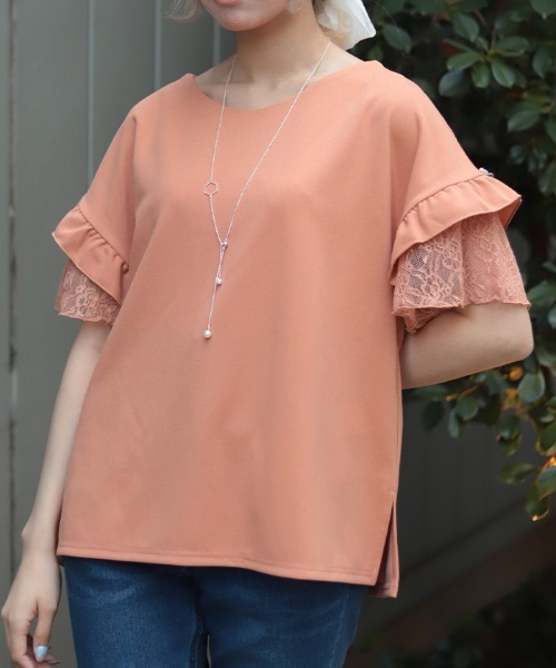 axes femme(アクシーズファム)の「NC付カットジョーゼットPO(Tシャツ/カットソー・レディース・ホワイト/ピンク/オレンジ/ブルー・FREE)」の4枚目の写真