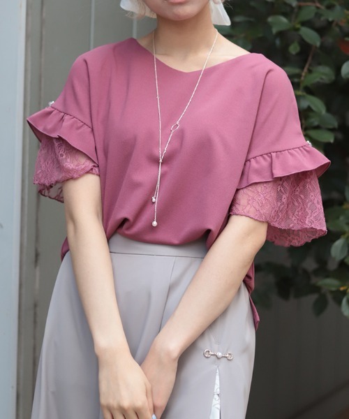 axes femme(アクシーズファム)の「NC付カットジョーゼットPO(Tシャツ/カットソー・レディース・ホワイト/ピンク/オレンジ/ブルー・FREE)」の7枚目の写真