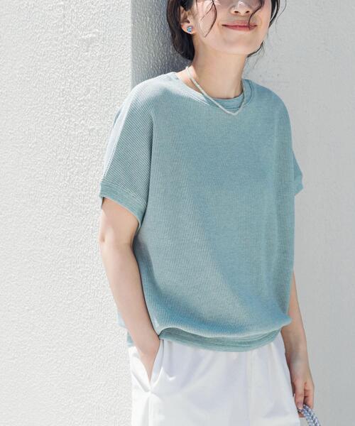 URBAN RESEARCH DOORS(アーバンリサーチドアーズ)の「タックフライスフレンチTシャツ(Tシャツ/カットソー・レディース・ネイビー/ナチュラル/レッド系その他/ブルー・FREE)」の1枚目の写真