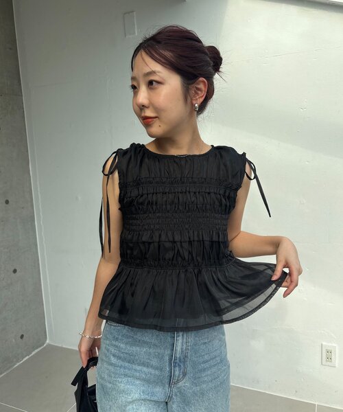 CAPRICIEUX LE'MAGE（カプリシューレマージュ）の「オーガンジーペプラムブラウス（シャツ/ブラウス・レディース・アイボリー/ブラック/ベージュ・FREE）」の22枚目の写真