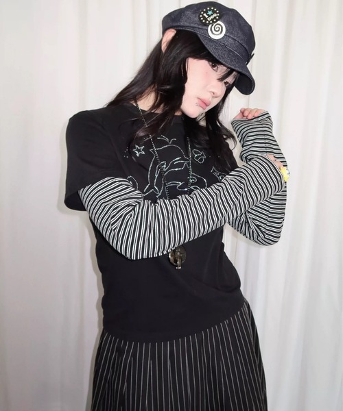 UP START(アップスタート)の「【LAMPOON】ラインストーンレイヤードT(Tシャツ/カットソー・レディース・パープル・SMALL/MEDIUM)」の8枚目の写真