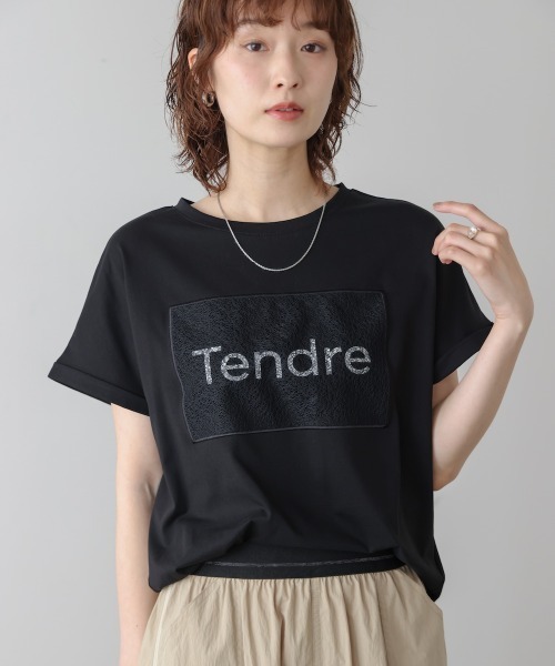 Bou Jeloud(ブージュルード)の「レースロゴフレンチTシャツ(Tシャツ/カットソー・レディース・ブラック/グレイッシュベージュ/オフホワイト・FREE)」の5枚目の写真