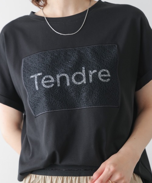 Bou Jeloud(ブージュルード)の「レースロゴフレンチTシャツ(Tシャツ/カットソー・レディース・ブラック/グレイッシュベージュ/オフホワイト・FREE)」の6枚目の写真