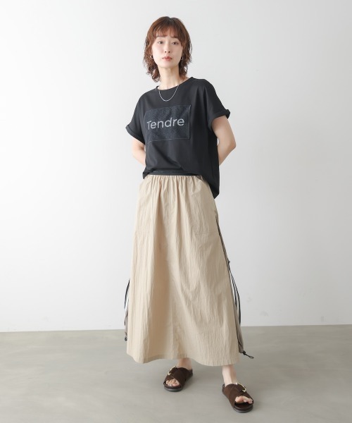 Bou Jeloud(ブージュルード)の「レースロゴフレンチTシャツ(Tシャツ/カットソー・レディース・ブラック/グレイッシュベージュ/オフホワイト・FREE)」の7枚目の写真