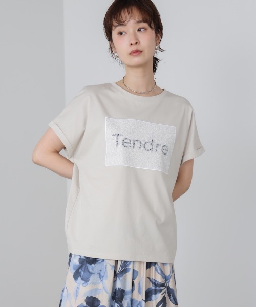 Bou Jeloud(ブージュルード)の「レースロゴフレンチTシャツ(Tシャツ/カットソー・レディース・ブラック/グレイッシュベージュ/オフホワイト・FREE)」の12枚目の写真