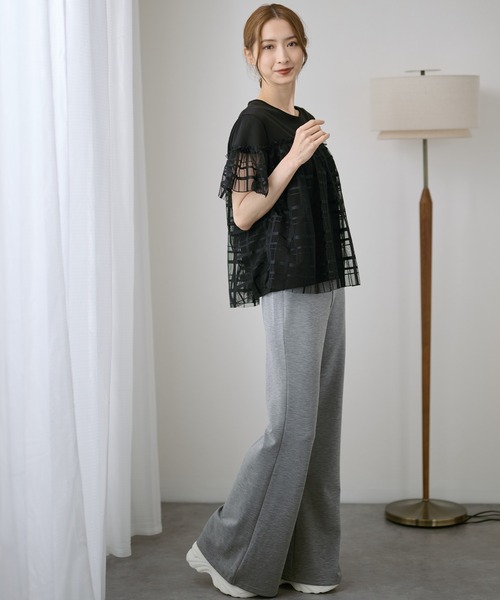 DAYRA(デイラ)の「ハイウエスト ベーシック スウェット フレア パンツ(スウェットパンツ・レディース・ブラック/ダークグレー/ネイビー・M/L)」の13枚目の写真