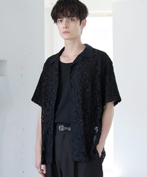 FLOWER JACQUARD SHEER SHORT-SLEEVE SHIRT