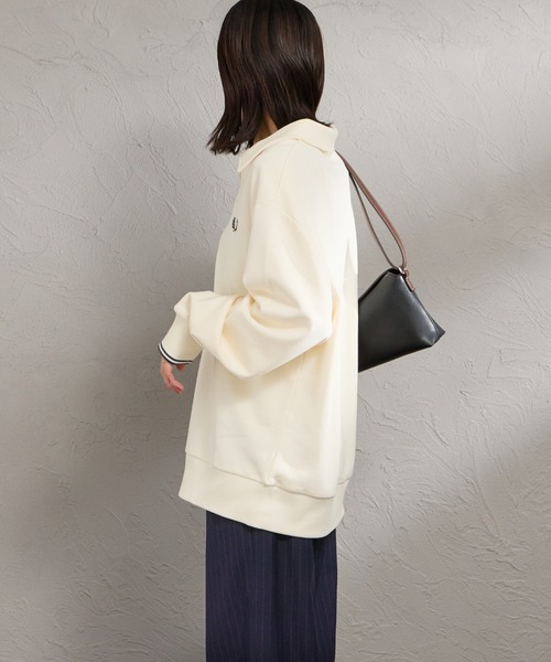 FRED PERRY（フレッドペリー）の「【WEB限定】[FRED PERRY/フレッドペリー] ハーフジップ ポロカラースウェット（スウェット・レディース・ネイビー/アイボリー・M/S/L）」の5枚目の写真