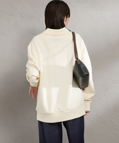 FRED PERRY（フレッドペリー）の「【WEB限定】[FRED PERRY/フレッドペリー] ハーフジップ ポロカラースウェット（スウェット・レディース・ネイビー/アイボリー・M/S/L）」の4枚目の写真