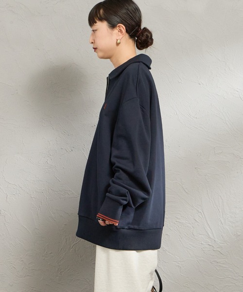 FRED PERRY（フレッドペリー）の「【WEB限定】[FRED PERRY/フレッドペリー] ハーフジップ ポロカラースウェット（スウェット・レディース・ネイビー/アイボリー・M/S/L）」の13枚目の写真