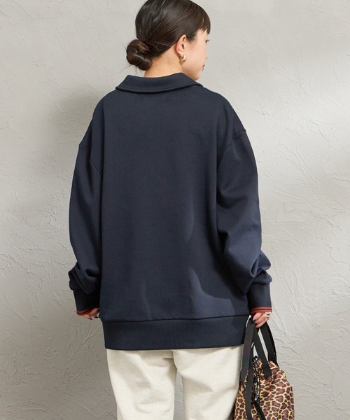 FRED PERRY（フレッドペリー）の「【WEB限定】[FRED PERRY/フレッドペリー] ハーフジップ ポロカラースウェット（スウェット・レディース・ネイビー/アイボリー・M/S/L）」の12枚目の写真