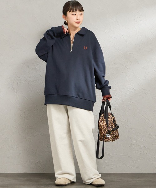 FRED PERRY（フレッドペリー）の「【WEB限定】[FRED PERRY/フレッドペリー] ハーフジップ ポロカラースウェット（スウェット・レディース・ネイビー/アイボリー・M/S/L）」の11枚目の写真