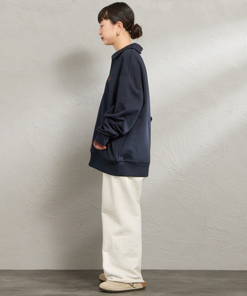 FRED PERRY（フレッドペリー）の「【WEB限定】[FRED PERRY/フレッドペリー] ハーフジップ ポロカラースウェット（スウェット・レディース・ネイビー/アイボリー・M/S/L）」の3枚目の写真