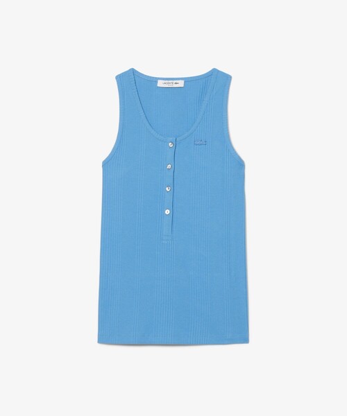 LACOSTE（ラコステ）の「フロントボタン ランダムピッチリブニットタンクトップ（タンクトップ・レディース・オレンジ/スカイブルー・34/38/36/40）」の12枚目の写真