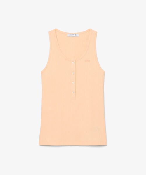 LACOSTE（ラコステ）の「フロントボタン ランダムピッチリブニットタンクトップ（タンクトップ・レディース・オレンジ/スカイブルー・34/38/36/40）」の5枚目の写真