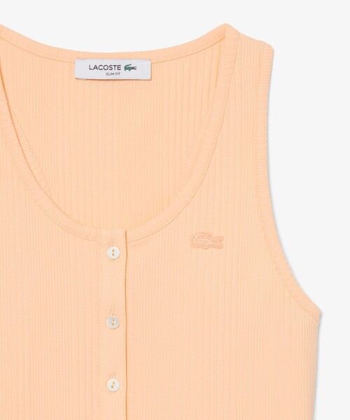LACOSTE（ラコステ）の「フロントボタン ランダムピッチリブニットタンクトップ（タンクトップ・レディース・オレンジ/スカイブルー・34/38/36/40）」の4枚目の写真
