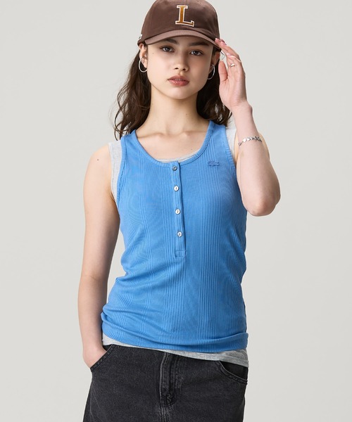 LACOSTE(ラコステ)の「フロントボタン ランダムピッチリブニットタンクトップ(タンクトップ・レディース・オレンジ/スカイブルー・34/38/36/40)」の19枚目の写真