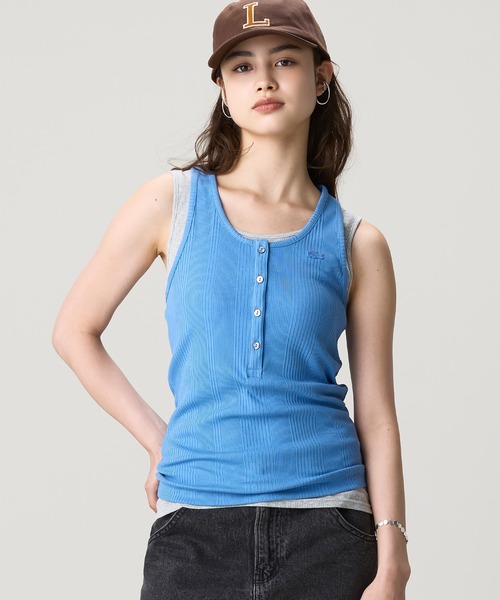 LACOSTE(ラコステ)の「フロントボタン ランダムピッチリブニットタンクトップ(タンクトップ・レディース・オレンジ/スカイブルー・34/38/36/40)」の21枚目の写真