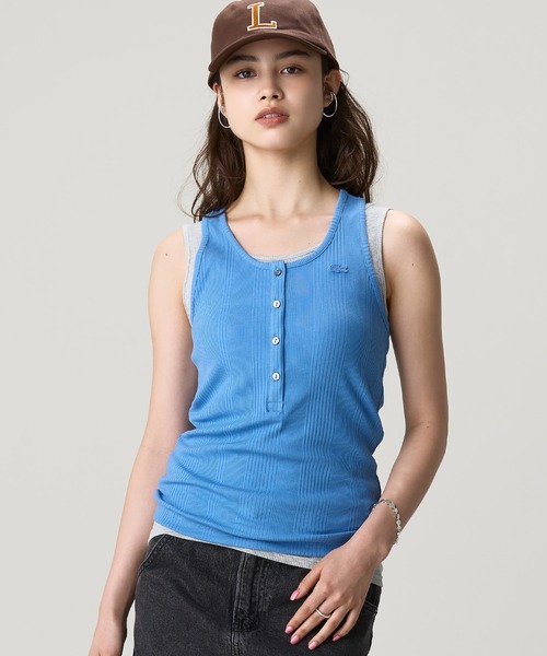 LACOSTE(ラコステ)の「フロントボタン ランダムピッチリブニットタンクトップ(タンクトップ・レディース・オレンジ/スカイブルー・34/38/36/40)」の22枚目の写真