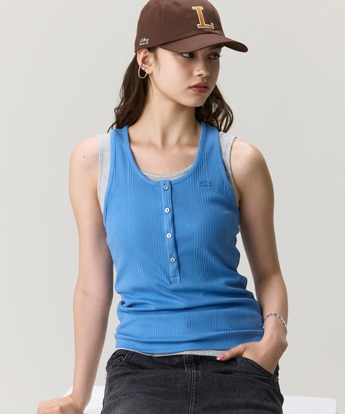 LACOSTE(ラコステ)の「フロントボタン ランダムピッチリブニットタンクトップ(タンクトップ・レディース・オレンジ/スカイブルー・34/38/36/40)」の17枚目の写真