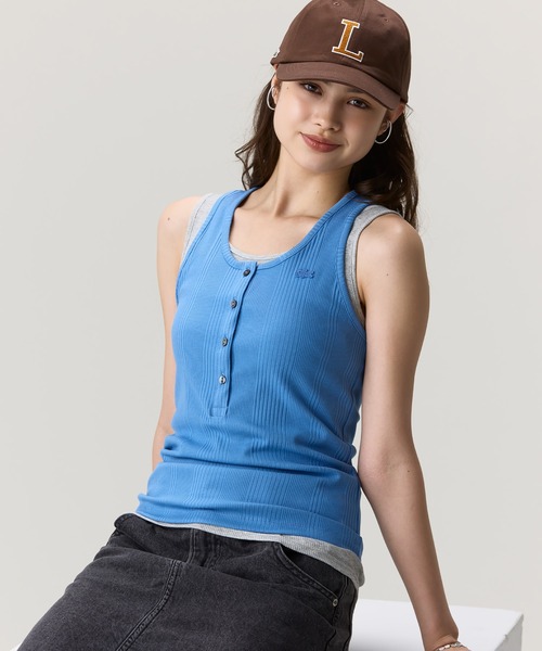 LACOSTE(ラコステ)の「フロントボタン ランダムピッチリブニットタンクトップ(タンクトップ・レディース・オレンジ/スカイブルー・34/38/36/40)」の18枚目の写真