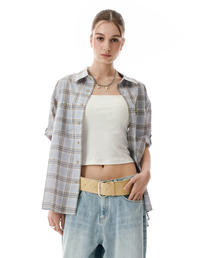 SECONDMONO（セカンドモノローグ）の「Check Roll Sleeve Shirt [SKYBLUE]_SESH027SKYBLUE（シャツ/ブラウス）」