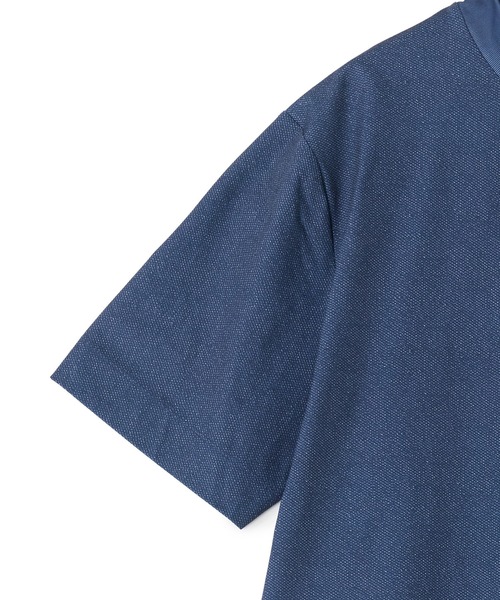 UNION STATION(ユニオンステーション)の「ドットメッシュプリントモックネックTシャツ<ストレッチ・軽量・ハンドウォッシャブル・通気性>(Tシャツ/カットソー・メンズ・ネイビー/ブラック/ライトグレー・LL/L/M)」の10枚目の写真