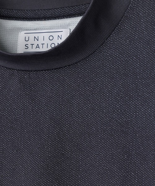 UNION STATION(ユニオンステーション)の「ドットメッシュプリントモックネックTシャツ<ストレッチ・軽量・ハンドウォッシャブル・通気性>(Tシャツ/カットソー・メンズ・ネイビー/ブラック/ライトグレー・LL/L/M)」の6枚目の写真