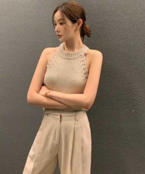 semplice（センプリチェ）の「タンクトップ【韓国ファッション】（タンクトップ・レディース・キャメル/ホワイト/ブラック・F）」の9枚目の写真