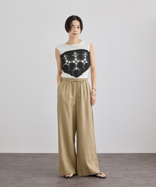SALON adam et rope'(サロン アダム エ ロペ)の「【WEB限定】クロシェバブーシュカ(バンダナ/スカーフ・レディース・キナリ/ブラック・FREE)」の4枚目の写真