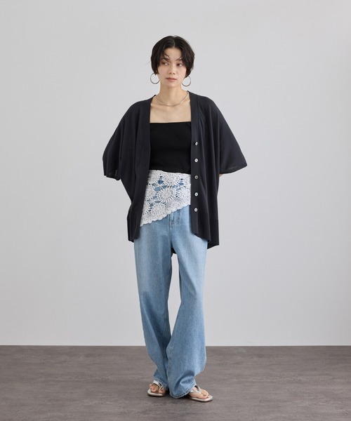 SALON adam et rope'(サロン アダム エ ロペ)の「【WEB限定】クロシェバブーシュカ(バンダナ/スカーフ・レディース・キナリ/ブラック・FREE)」の6枚目の写真