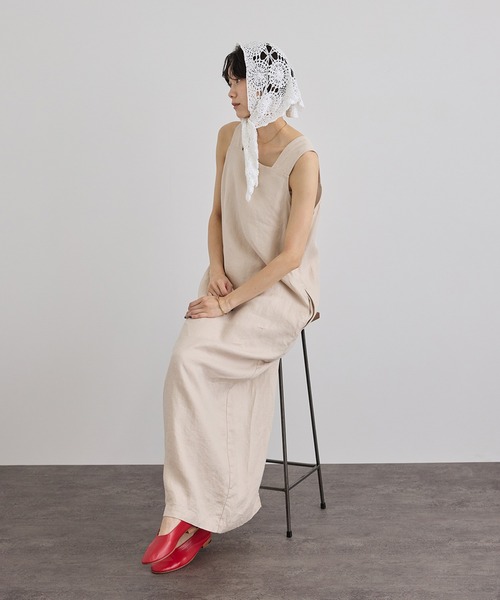 SALON adam et rope'(サロン アダム エ ロペ)の「【WEB限定】クロシェバブーシュカ(バンダナ/スカーフ・レディース・キナリ/ブラック・FREE)」の10枚目の写真