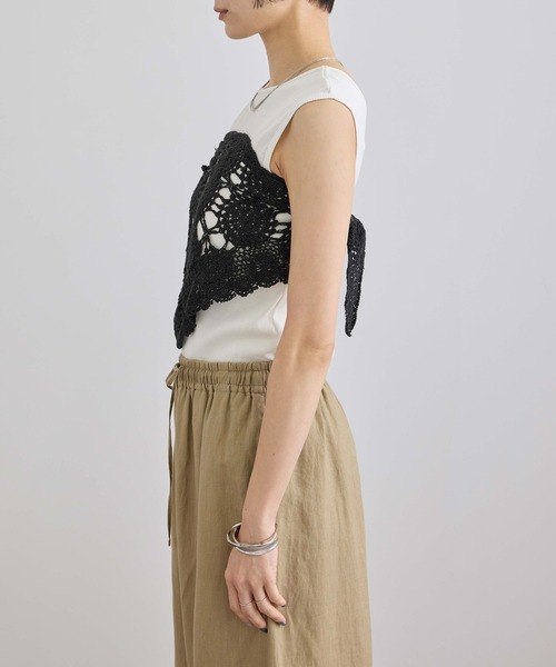 SALON adam et rope'(サロン アダム エ ロペ)の「【WEB限定】クロシェバブーシュカ(バンダナ/スカーフ・レディース・キナリ/ブラック・FREE)」の13枚目の写真