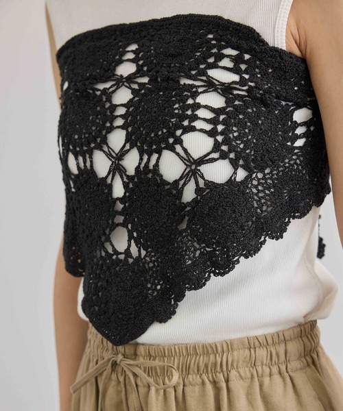 SALON adam et rope'(サロン アダム エ ロペ)の「【WEB限定】クロシェバブーシュカ(バンダナ/スカーフ・レディース・キナリ/ブラック・FREE)」の16枚目の写真