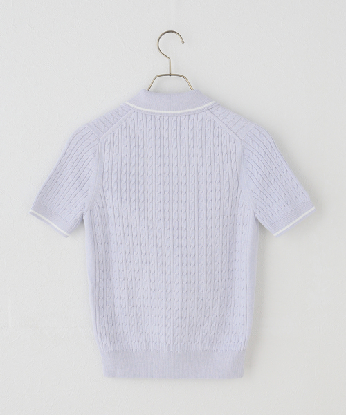 U by SPICK&SPAN（ユーバイスピックアンドスパン）の「LACOSTE / ラコステ ポロ半袖ニット（ポロシャツ・レディース・ホワイト/ブルー・36）」の3枚目の写真