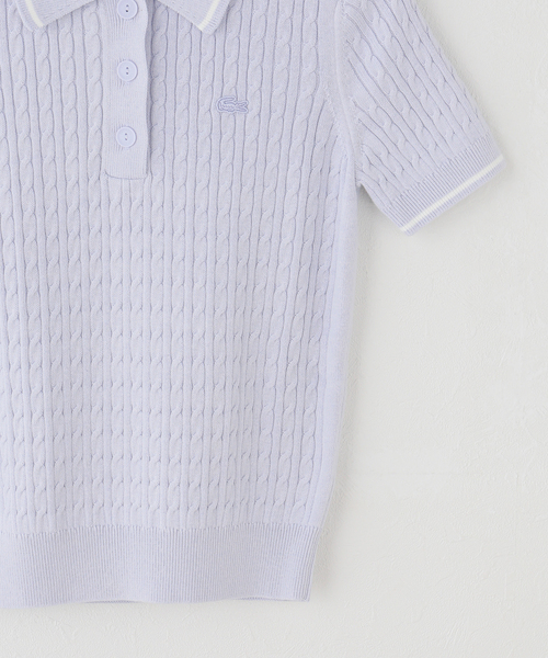 U by SPICK&SPAN（ユーバイスピックアンドスパン）の「LACOSTE / ラコステ ポロ半袖ニット（ポロシャツ・レディース・ホワイト/ブルー・36）」の4枚目の写真
