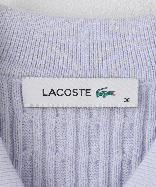 U by SPICK&SPAN（ユーバイスピックアンドスパン）の「LACOSTE / ラコステ ポロ半袖ニット（ポロシャツ・レディース・ホワイト/ブルー・36）」の5枚目の写真