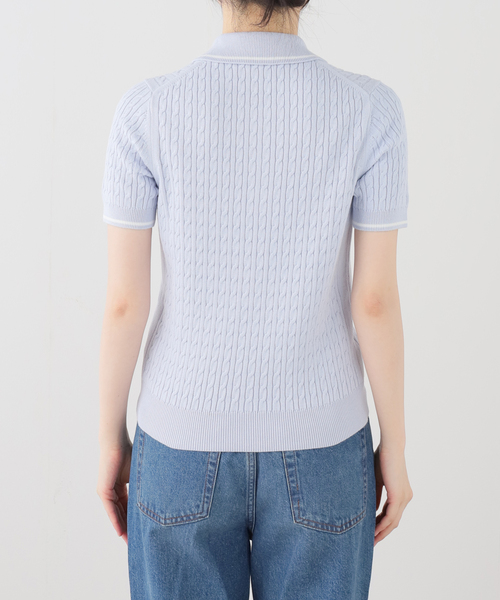 U by SPICK&SPAN（ユーバイスピックアンドスパン）の「LACOSTE / ラコステ ポロ半袖ニット（ポロシャツ・レディース・ホワイト/ブルー・36）」の11枚目の写真