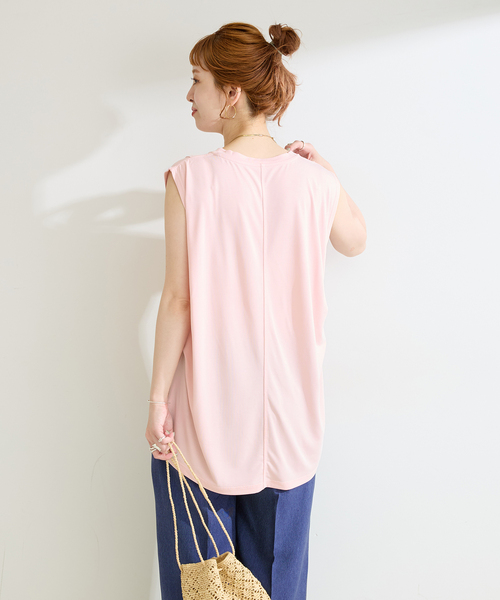 B.C STOCK(ベーセーストック)の「ウォッシャブル / フィブリルタックN/S-Tシャツ(Tシャツ/カットソー・レディース・ホワイト/チャコールグレー/ピンク系その他/ウッド・FREE)」の9枚目の写真