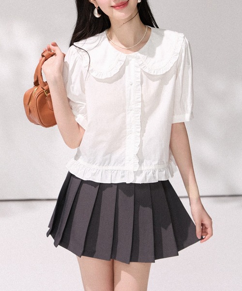 LUCPY(ラクピー)の「ビッグカラーフリルブラウス(シャツ/ブラウス・レディース・ホワイト・X-LARGE/LARGE/MEDIUM/SMALL)」の2枚目の写真