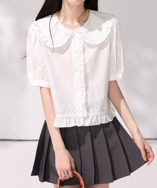 LUCPY(ラクピー)の「ビッグカラーフリルブラウス(シャツ/ブラウス・レディース・ホワイト・X-LARGE/LARGE/MEDIUM/SMALL)」の4枚目の写真