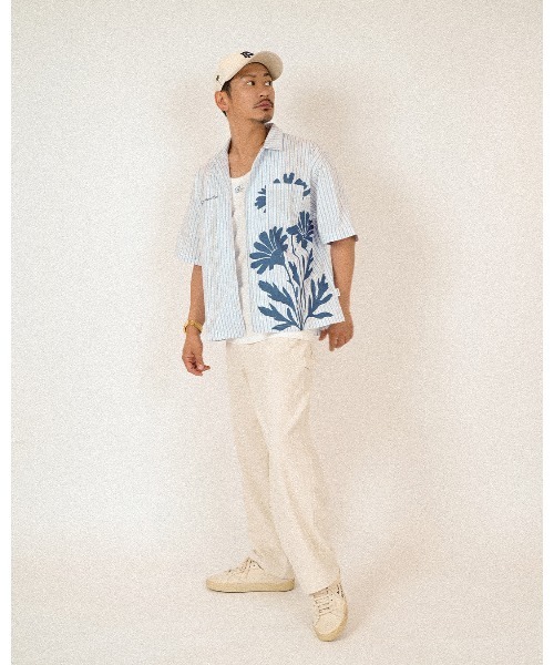 #Re:room(リルーム)の「ビックフワラープリントストライプシャツ(シャツ/ブラウス・メンズ・ベージュ/ブルー・S-M/M-L)」の20枚目の写真