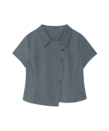 THECOLDESTMOMENT（ザコールデストモーメント）の「TCM 3-button stripe half shirt (dusty blue)（シャツ/ブラウス）」