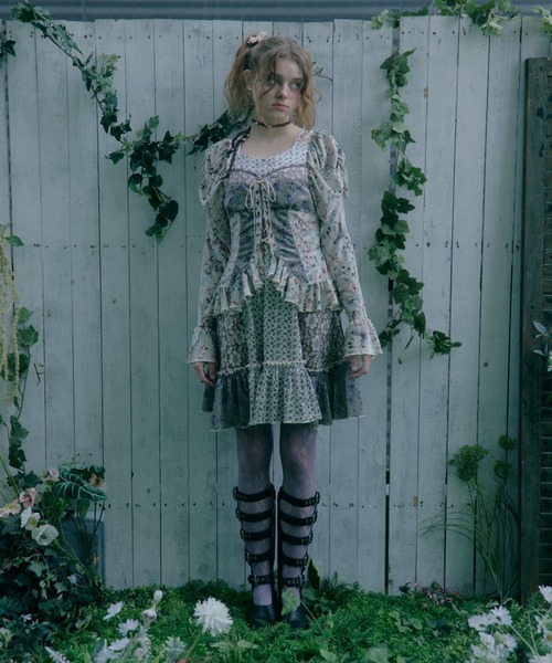 rurumu:（ルルムウ）の「rurumu:/ルルムウ/velour lace up mini dress（ワンピース・レディース・ブラウン/アイボリー/ブルー系その他・F）」の4枚目の写真