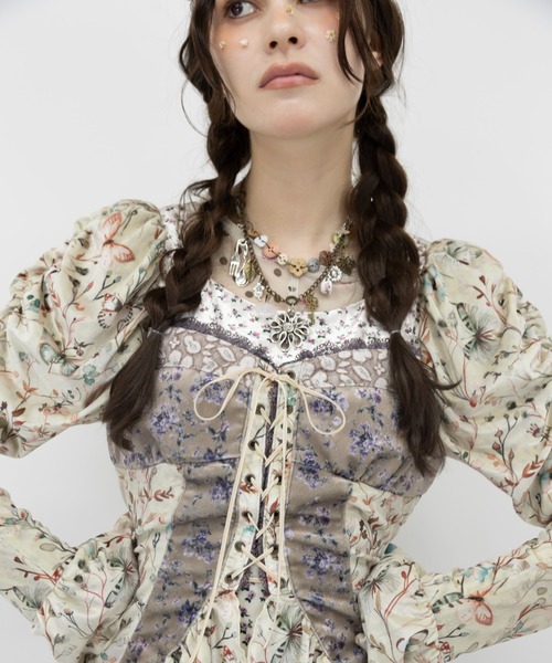 rurumu:（ルルムウ）の「rurumu:/ルルムウ/velour lace up mini dress（ワンピース・レディース・ブラウン/アイボリー/ブルー系その他・F）」の6枚目の写真