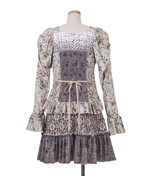 rurumu:（ルルムウ）の「rurumu:/ルルムウ/velour lace up mini dress（ワンピース・レディース・ブラウン/アイボリー/ブルー系その他・F）」の8枚目の写真