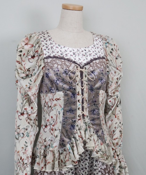 rurumu:（ルルムウ）の「rurumu:/ルルムウ/velour lace up mini dress（ワンピース・レディース・ブラウン/アイボリー/ブルー系その他・F）」の12枚目の写真