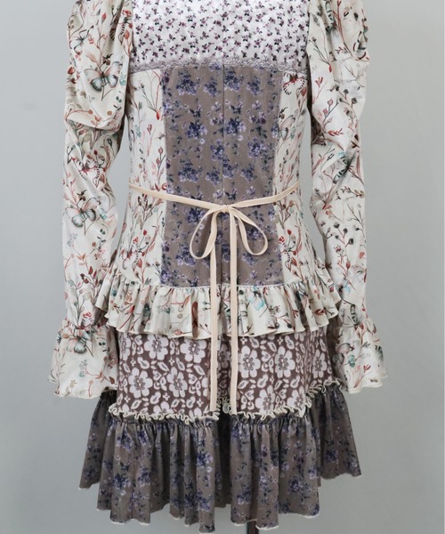 rurumu:（ルルムウ）の「rurumu:/ルルムウ/velour lace up mini dress（ワンピース・レディース・ブラウン/アイボリー/ブルー系その他・F）」の14枚目の写真